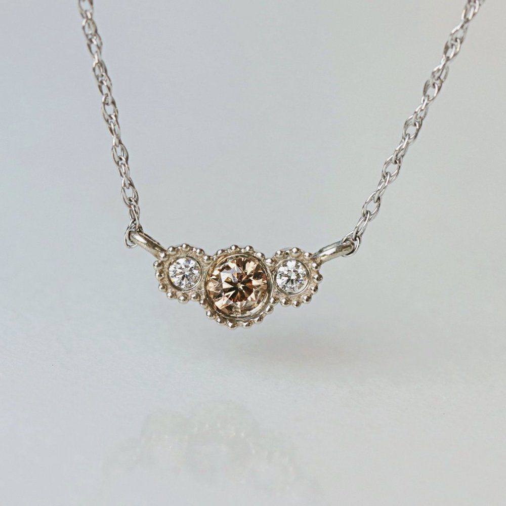 Champagne Diamond White Gold Necklace